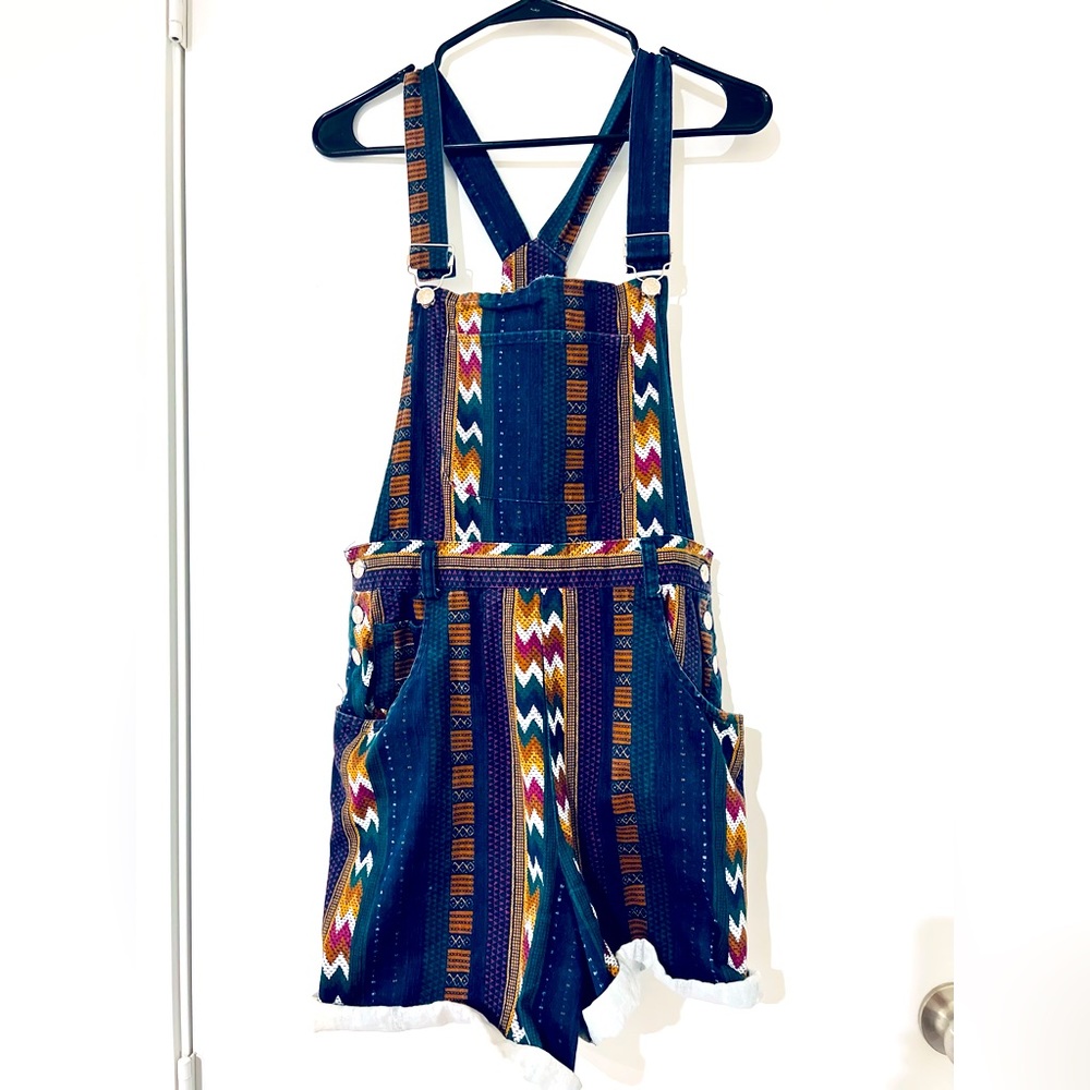 Retro Patterned Overalls